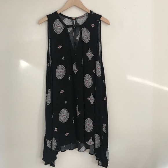 Free People Tree Swing Medallion Black Tunic Dress - Picture 2 of 4